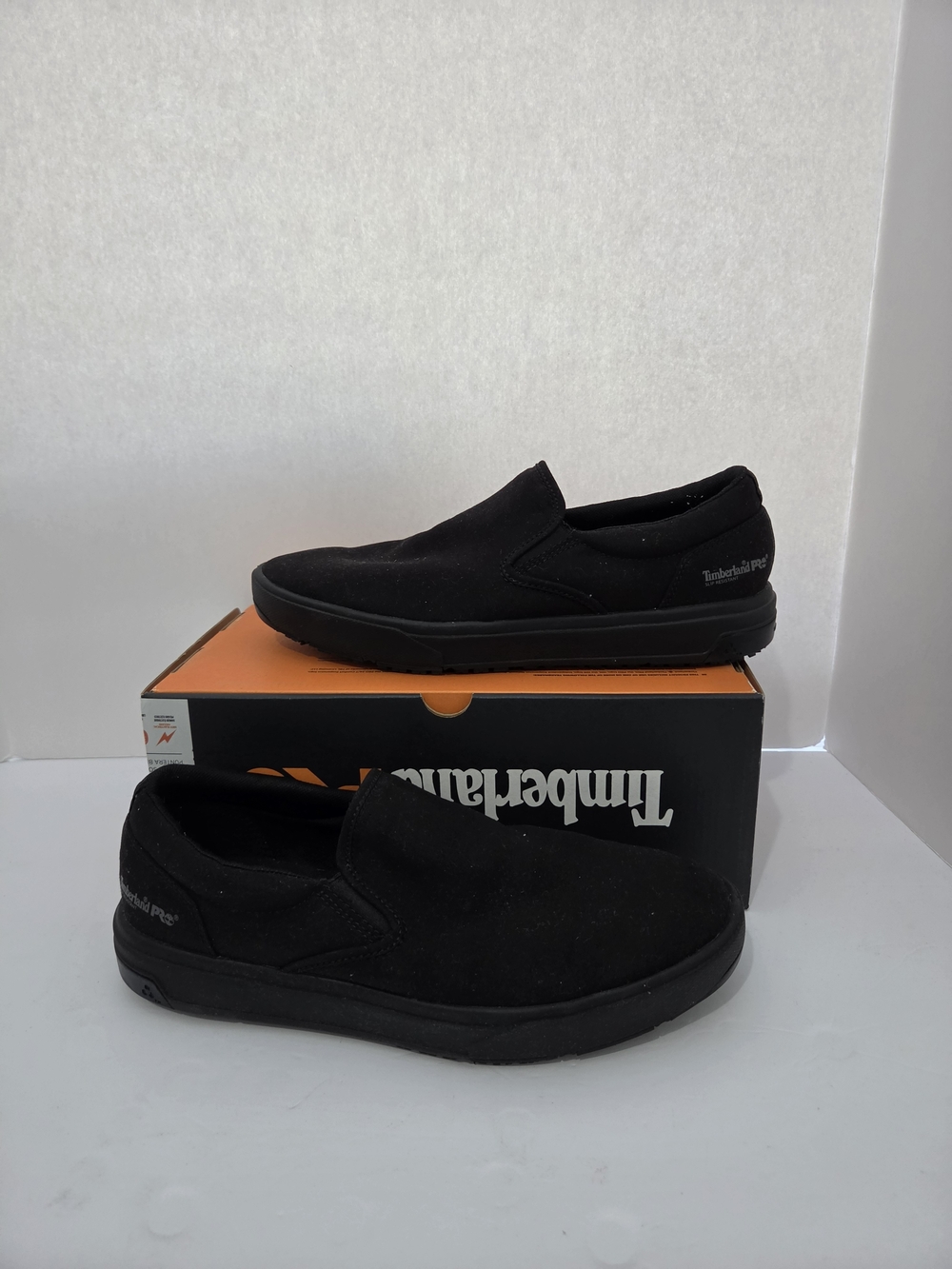 Men's Timberland Pro Burbank Black Slip On Work Shoes Size 10 TB0A619Y001 NIB